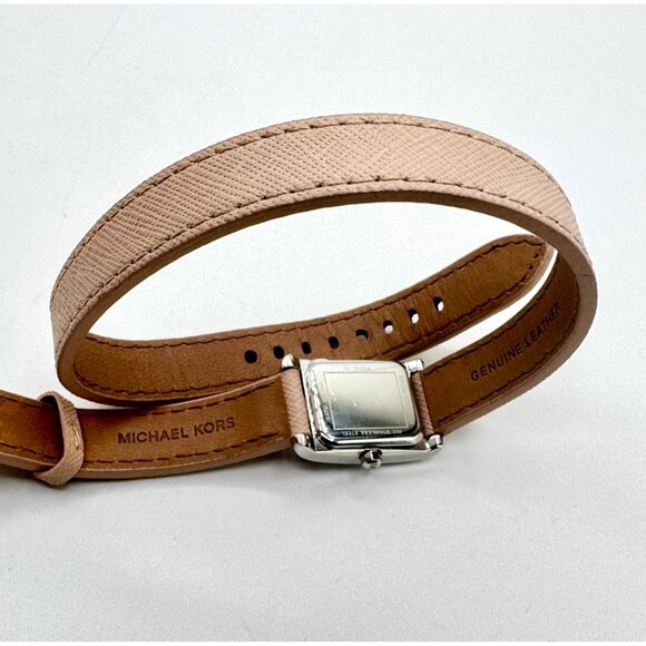 Michael Kors Taylor Watch MK2440 Working Silver Tone Pink Blush Wrap Leather Str - Picture 4 of 5